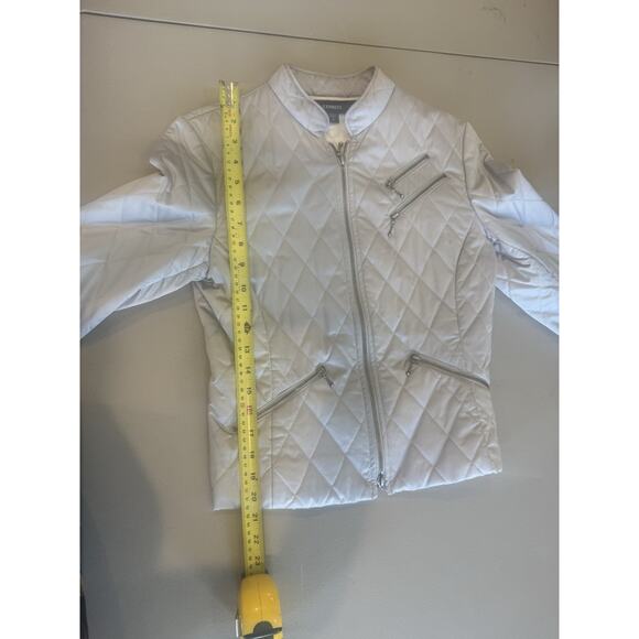 Y2K Express Womens Quilted Satin Moto Jacket Size 6 Edgy Streetwear Preppy - Picture 10 of 11